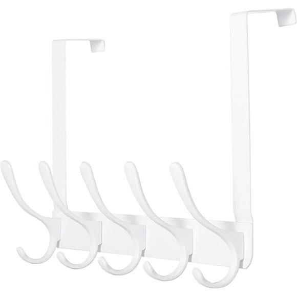 Over The Door Hook - 5 Hooks, Over Door Hook Hanger for Hanging Clothes/Towels - Picture 7 of 7